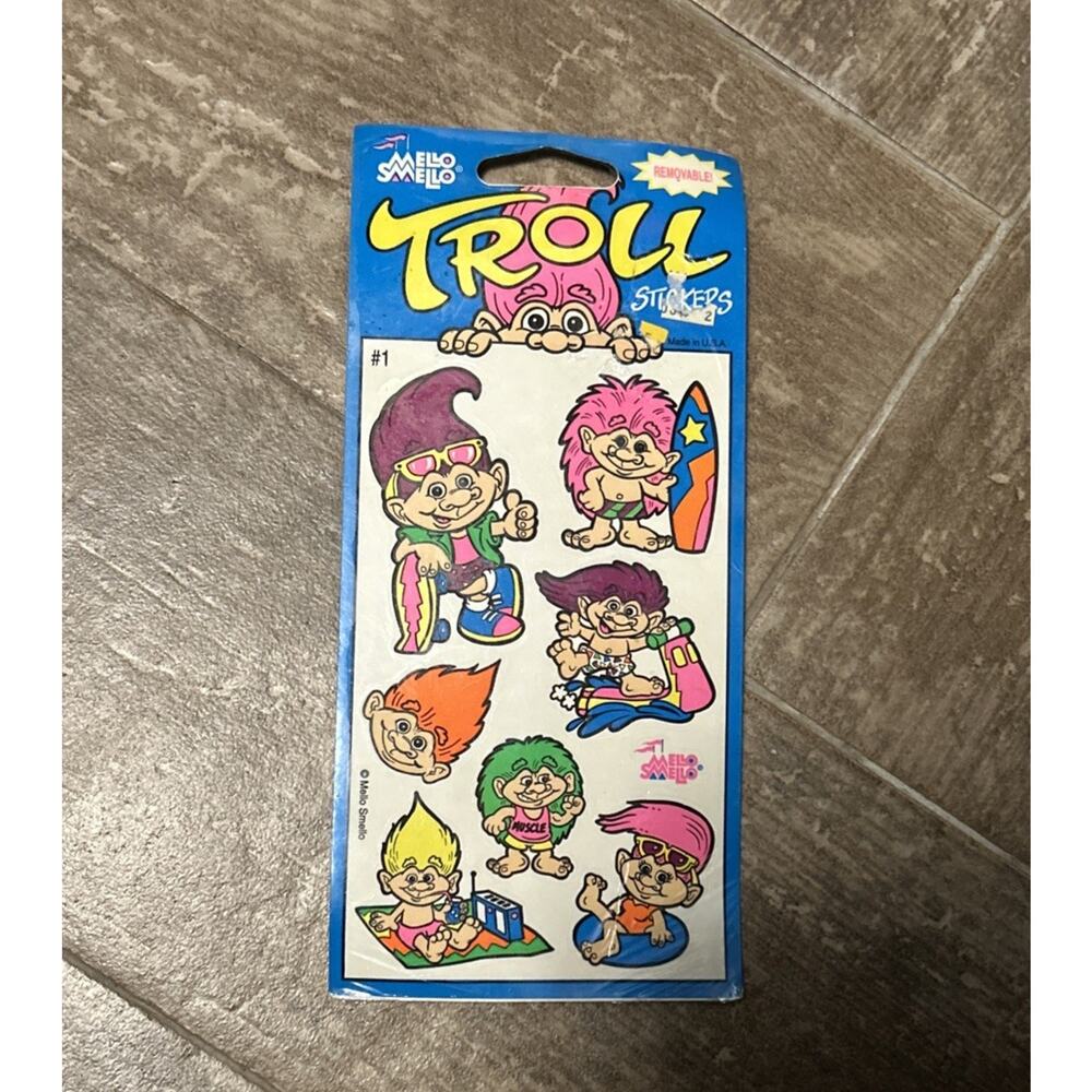 Vintage Mello Smello Trolls Sticker‎ Sheet #1 Surfing Skateboarding Jet Ski